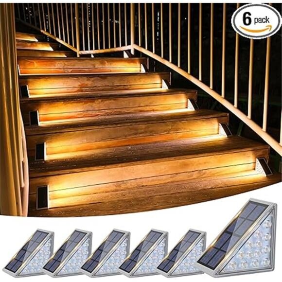 Solar Stair Lights 6 Pack, Solar Step Lights Outdoor Waterproof IP67, LED Steps - Picture 7 of 7